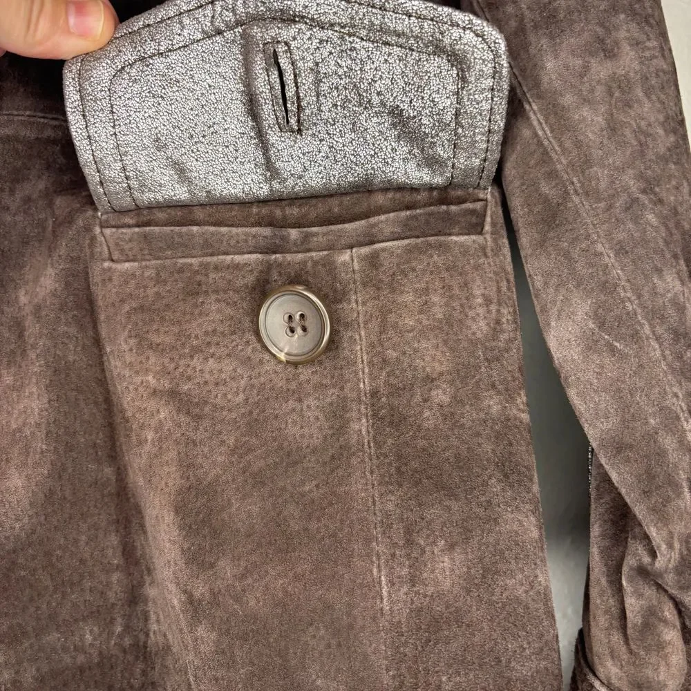 Terry Lewis Classic Luxuries Women's Genuine Leather Brown Coat Medium Metallic - Picture 12 of 14